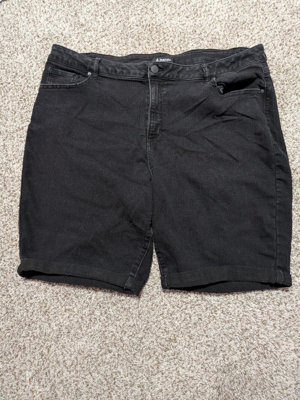 d.jeans Black Bermuda Denim Shorts 22W Stretch REPREVE